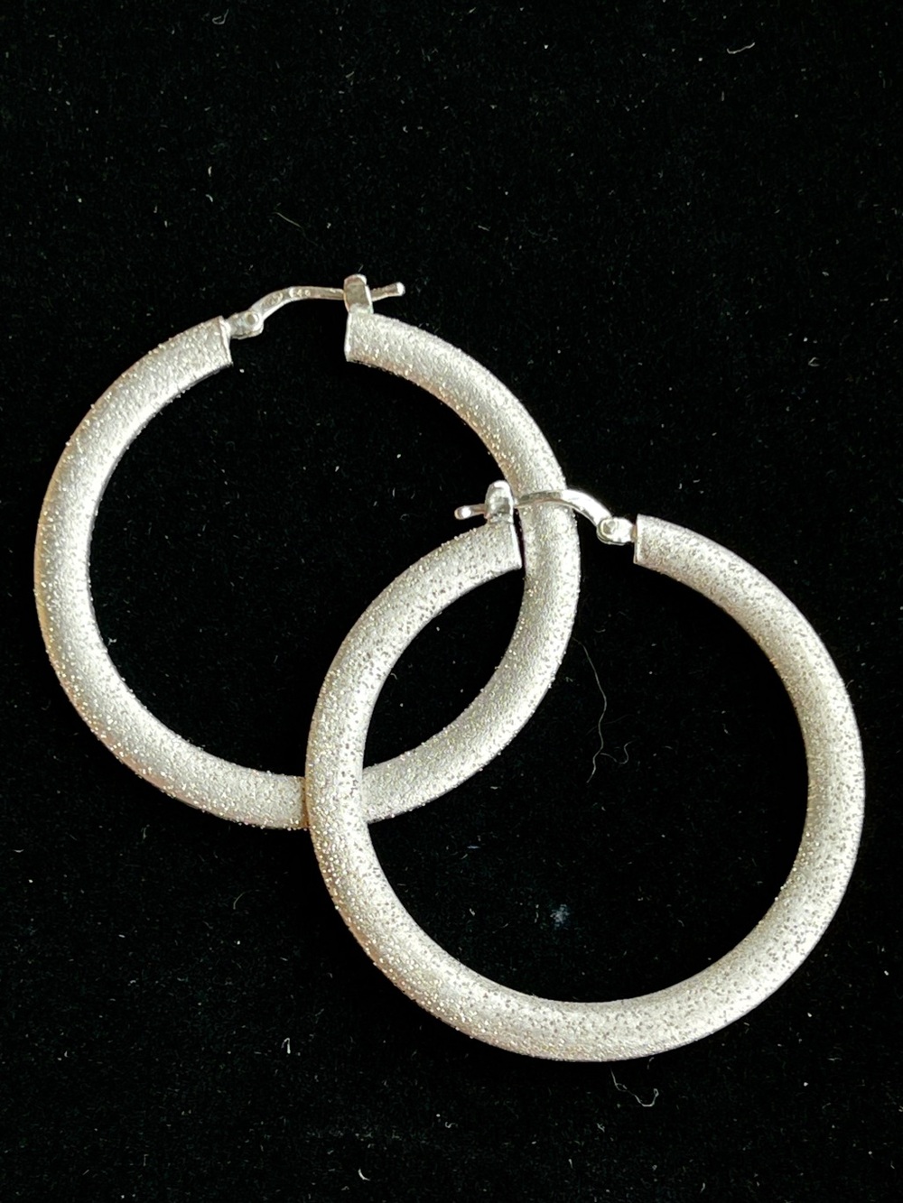 Charles Garnier Paris Signed Sterling Silver 925 Stardust Hoop Earrings 6.7g